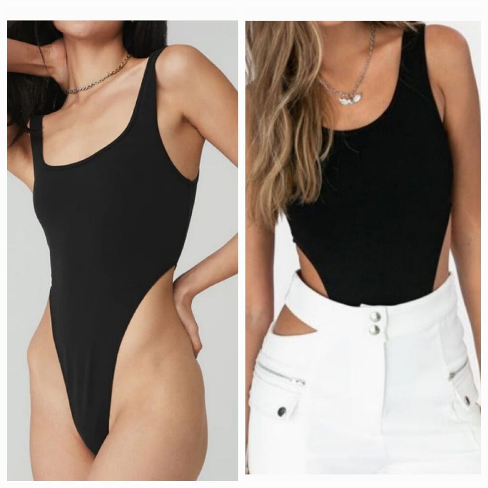 Adika High-cut Sleeveless Thong Bodysuit Black Sleeveless Stretch NEW Size XS/S